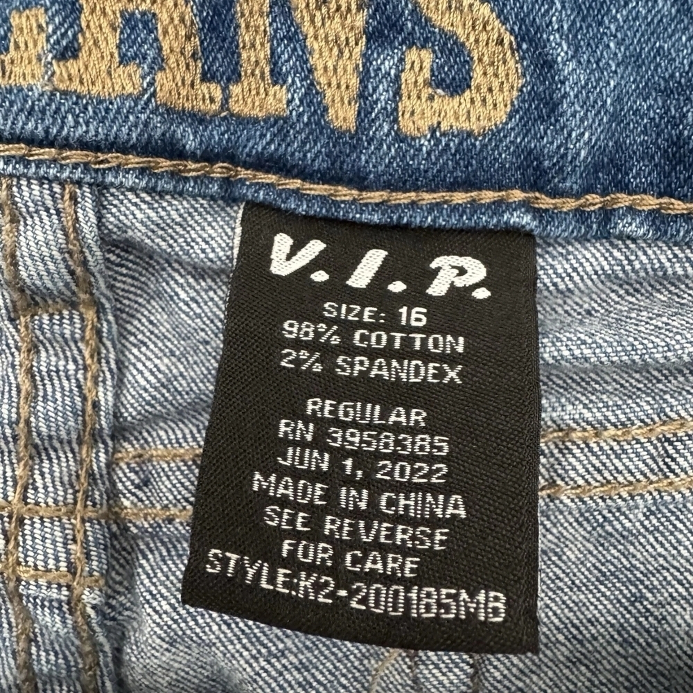 VIP Jeans Distressed Ripped Edgy Dark Wash Bleached Streetwear - Picture 7 of 8